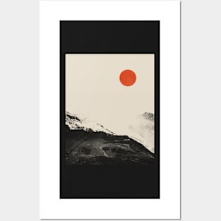 Red moon Minimal landscape 9 Posters and Art